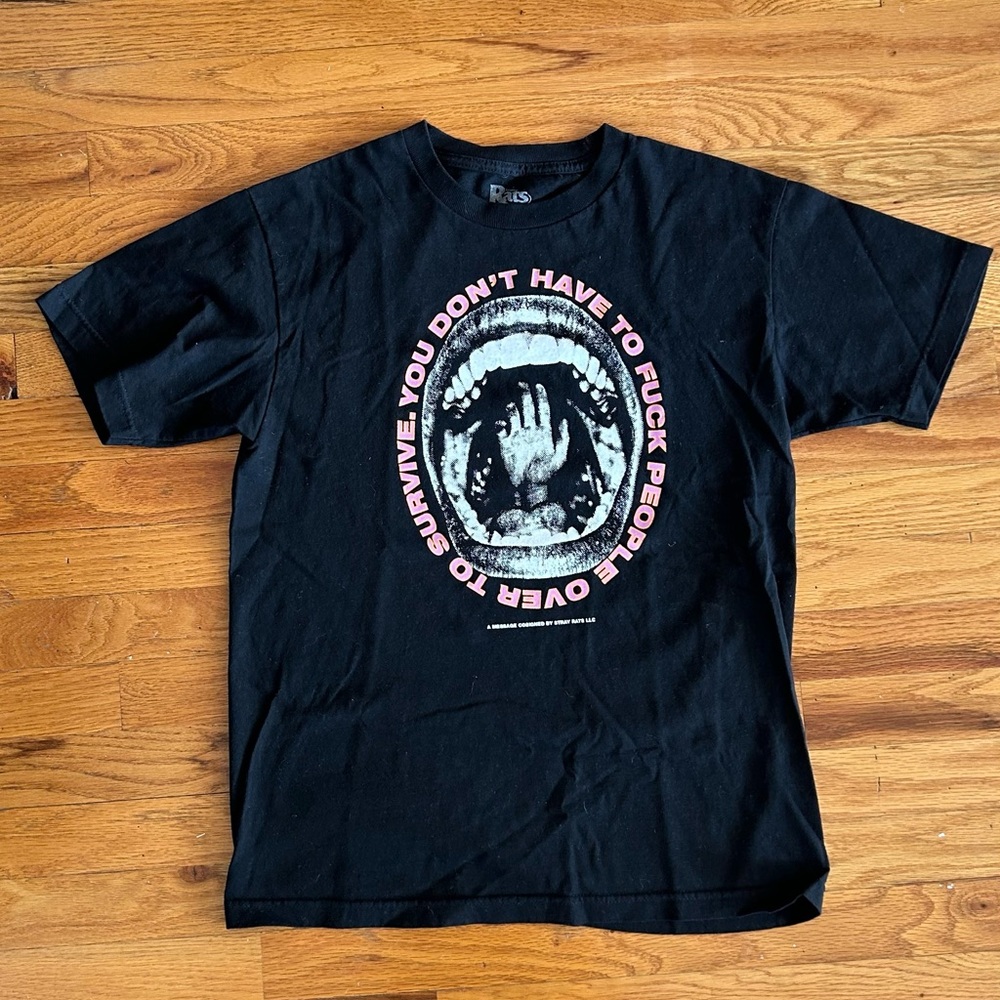 Stray Rats Tee T Shirt SZ Medium Black Short Sleeve USA Miami Streetwear